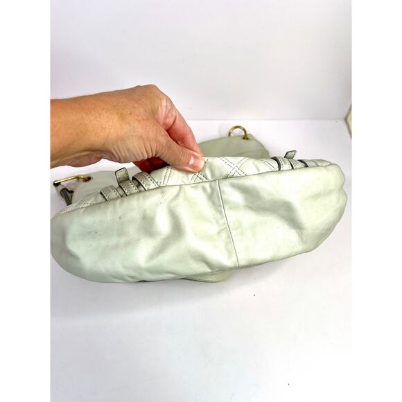 Marc Jacobs Vintage Leather Quilted Shoulder Bag Gold Buckles White 12x14x3 - Picture 8 of 16